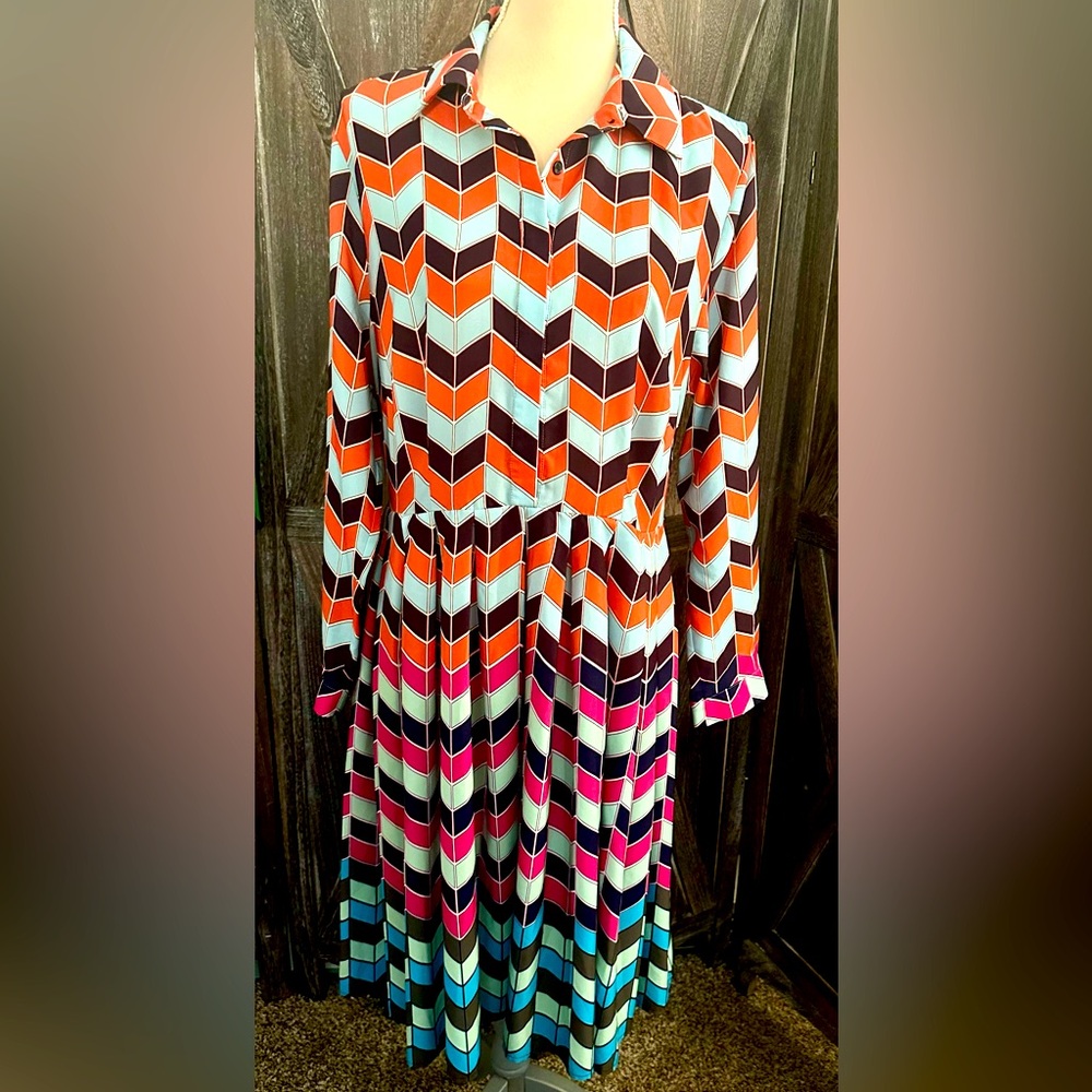 Multicolored geometric print size 14 dress by ELOQURII in like new condition